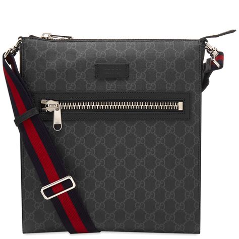 all black double gucci messenger bag|gucci black messenger bag women's.